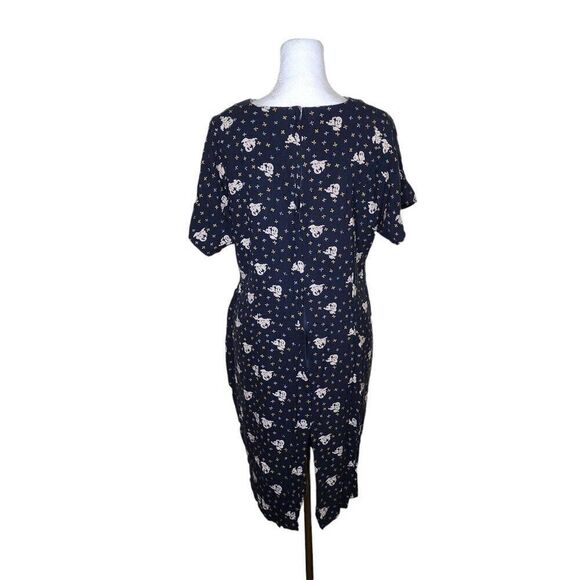 Vintage 90s Short Sleeve Mini Wrap Waist Dress Womens Size L Black - Picture 5 of 7